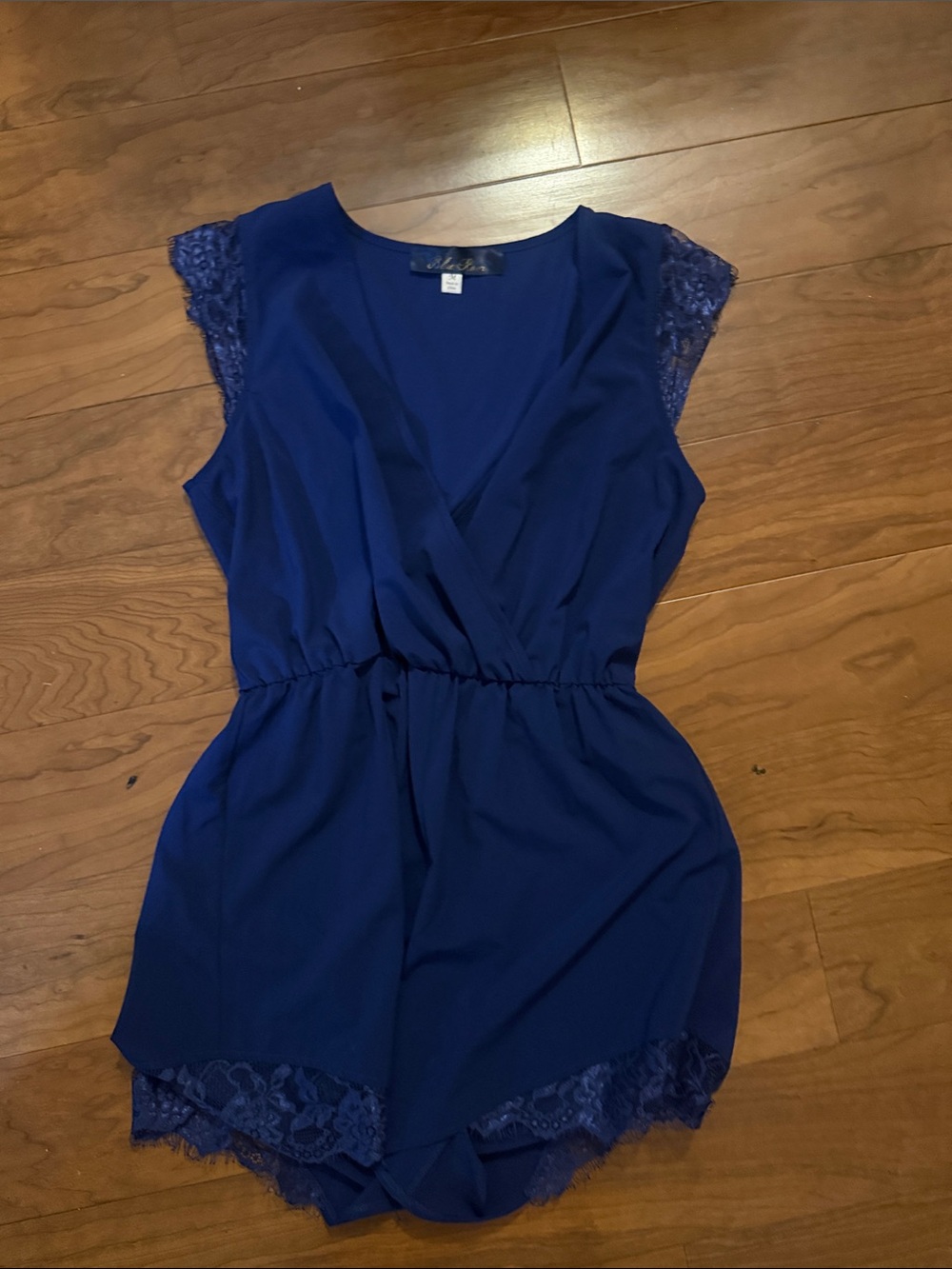 Blue Rain Navy Lace-Trim Romper